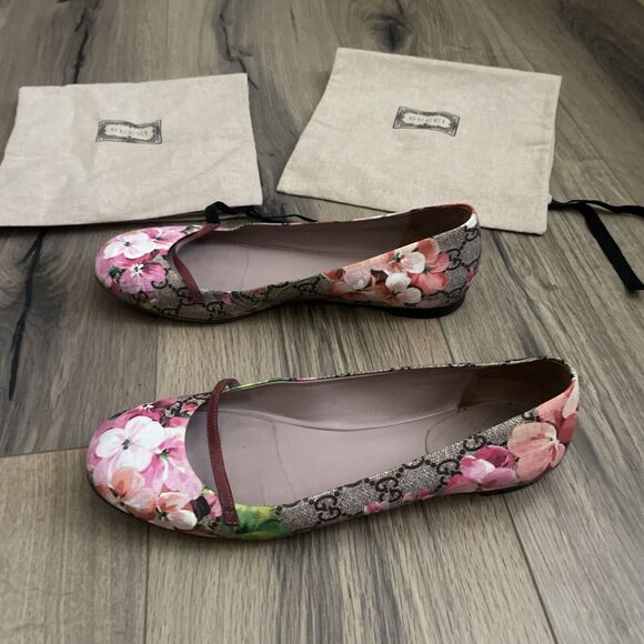 GUCCI GG Supreme Bloom Monogram Ballet Flats Slip On Shoes Size 38.5 - Picture 4 of 8